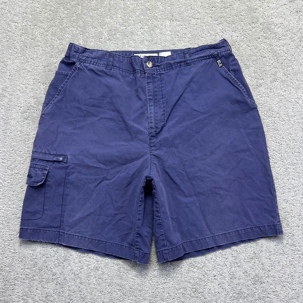 VINTAGE Y2k Columbia Cargo Shorts Mens 34 Blue Cotton Outdoor Utility Golf